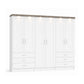 Wiemann Kempton White large 6 Door wardrobe with 6 drawers and Oak Cornice