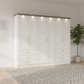 Wiemann Kempton White wardrobe with LED lights in a room with a plant and rug.
