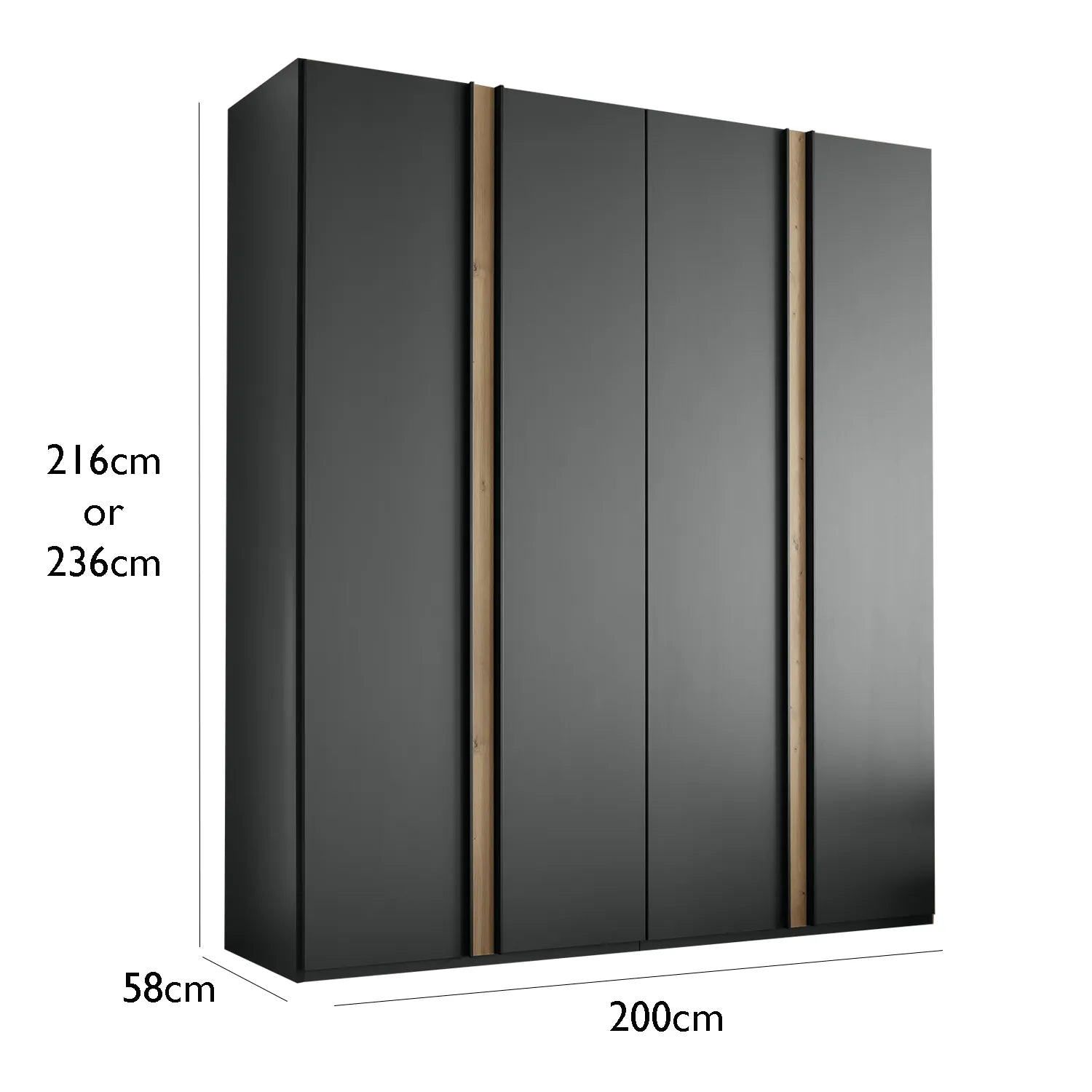 Wiemann Laguna 200cm Graphite 4 Door Wardrobe 