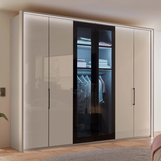 Wiemann Manchester Champagne 6 Doors Hinged Wardrobe - 300cm - Styled in a Bedroom