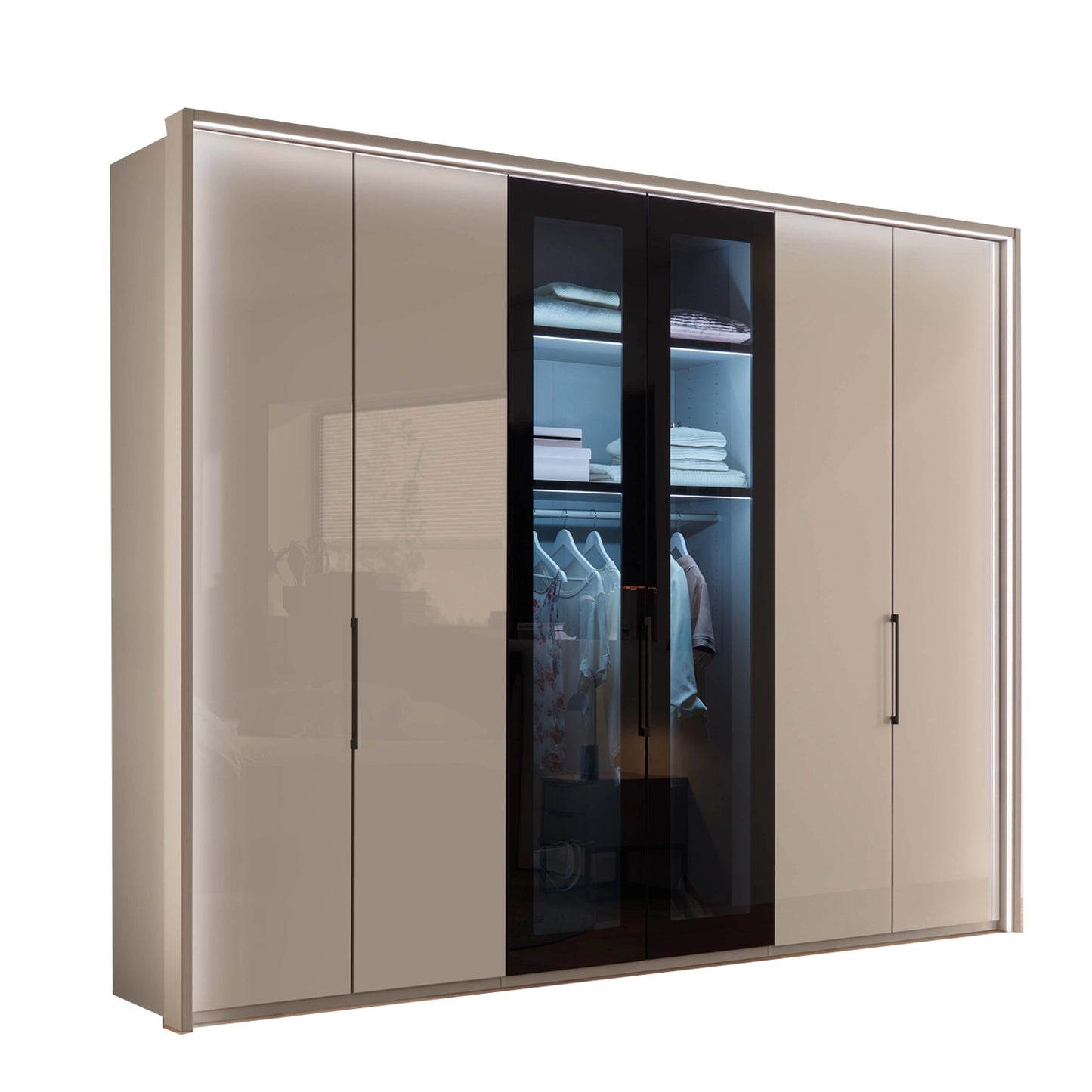 Wiemann Manchester Champagne 6 Doors Hinged Wardrobe - 300cm