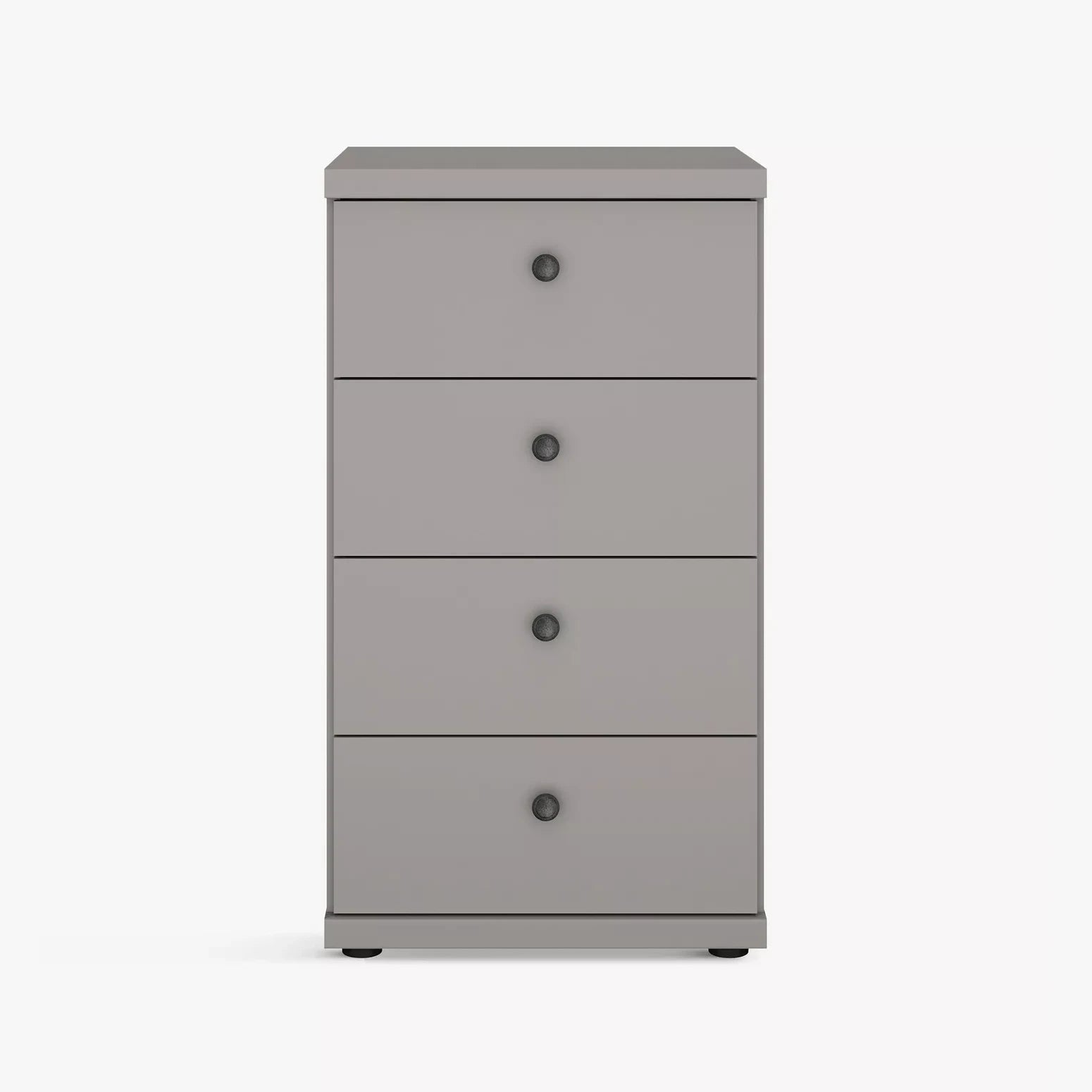 Wiemann Marlo 4 Drawer Narrow Chest with round knob handles in Pebble Grey
