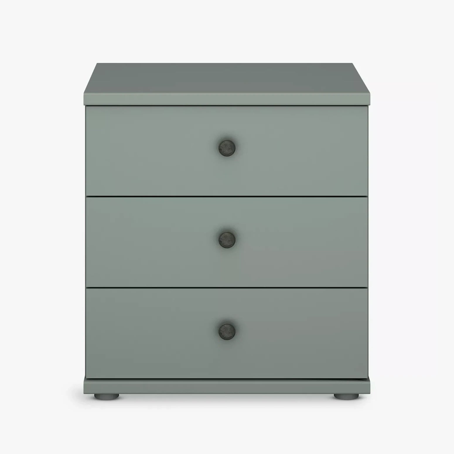 3 Drawer Bedside table in Sage Green Colour with Black Knob handles