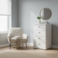 Wiemann White Marlo 4 Drawer Narrow Chest with round knob handles