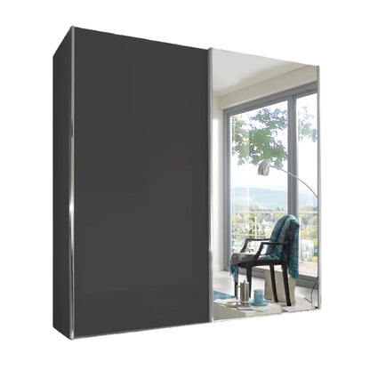 Wiemann Houston 200cm Graphite Glass & Mirror Front 2 Door Sliding Wardrobe