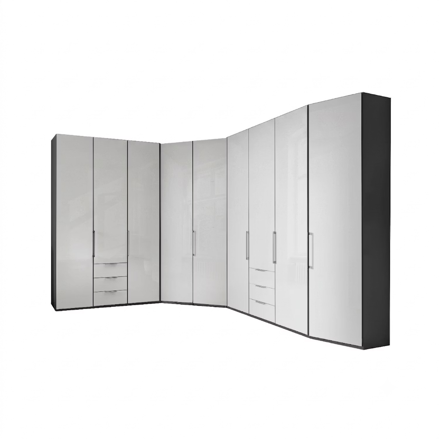 Wiemann Monaco 1000 Large Corner Wardrobe - 3 Door Combination in Graphite Cracase