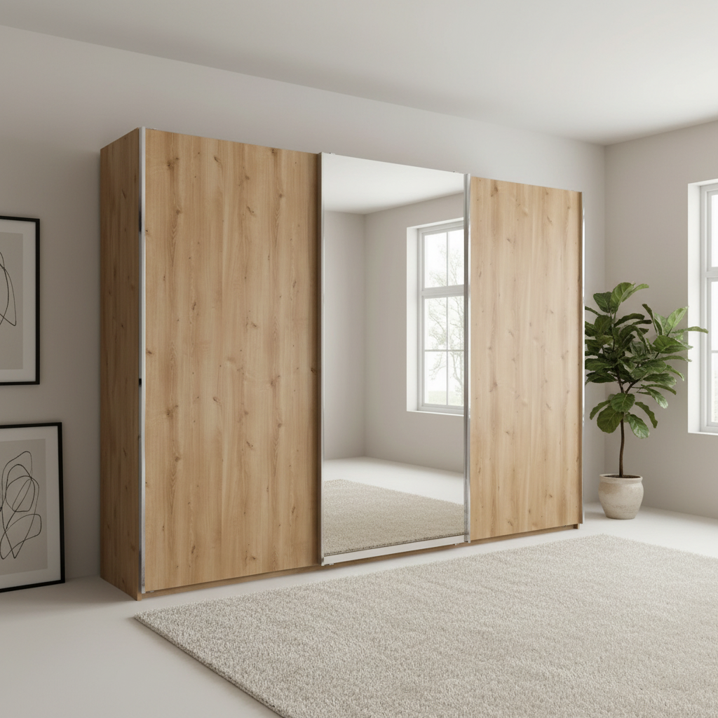 Wiemann Monaco 3000 Bianco Oak Sliding Door Wardrobe with Mirror