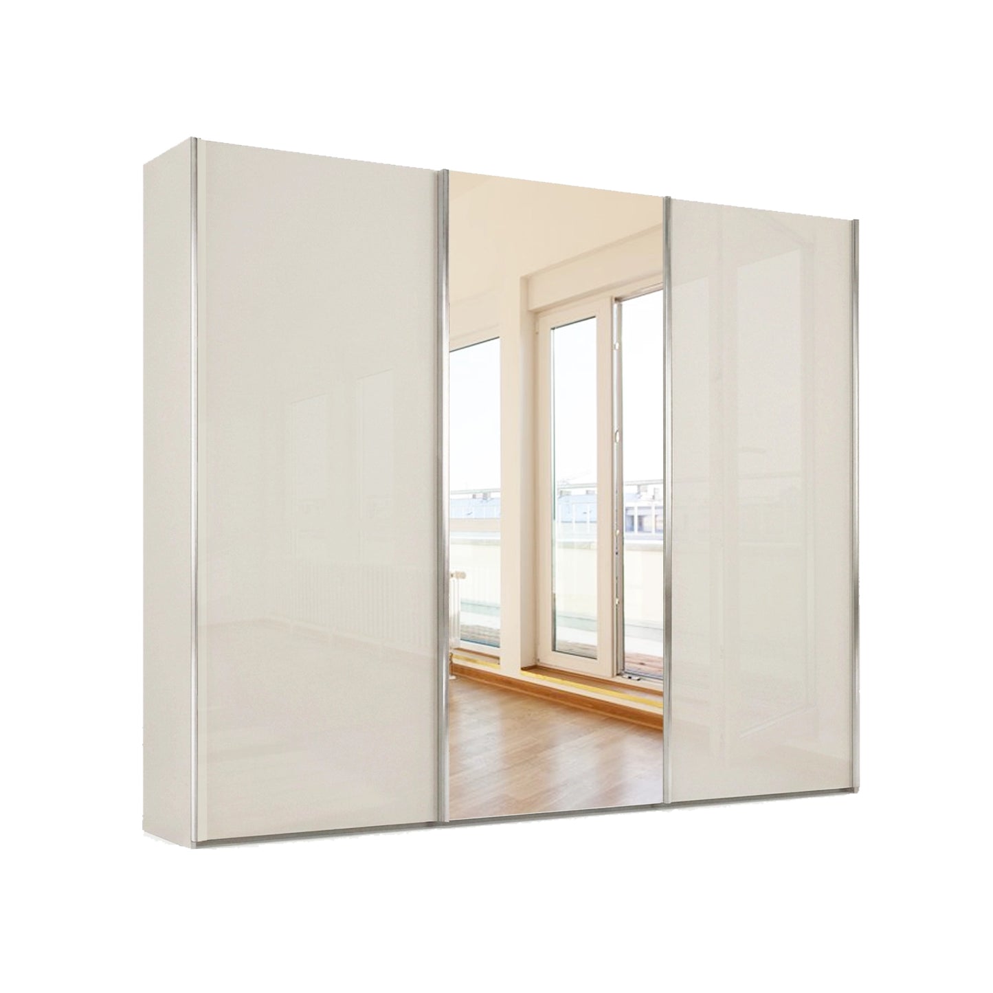 Wiemann VIP Monaco 3000 Champagne Glass Wardrobe with Mirrored Centre Doors also know as Templin 3000