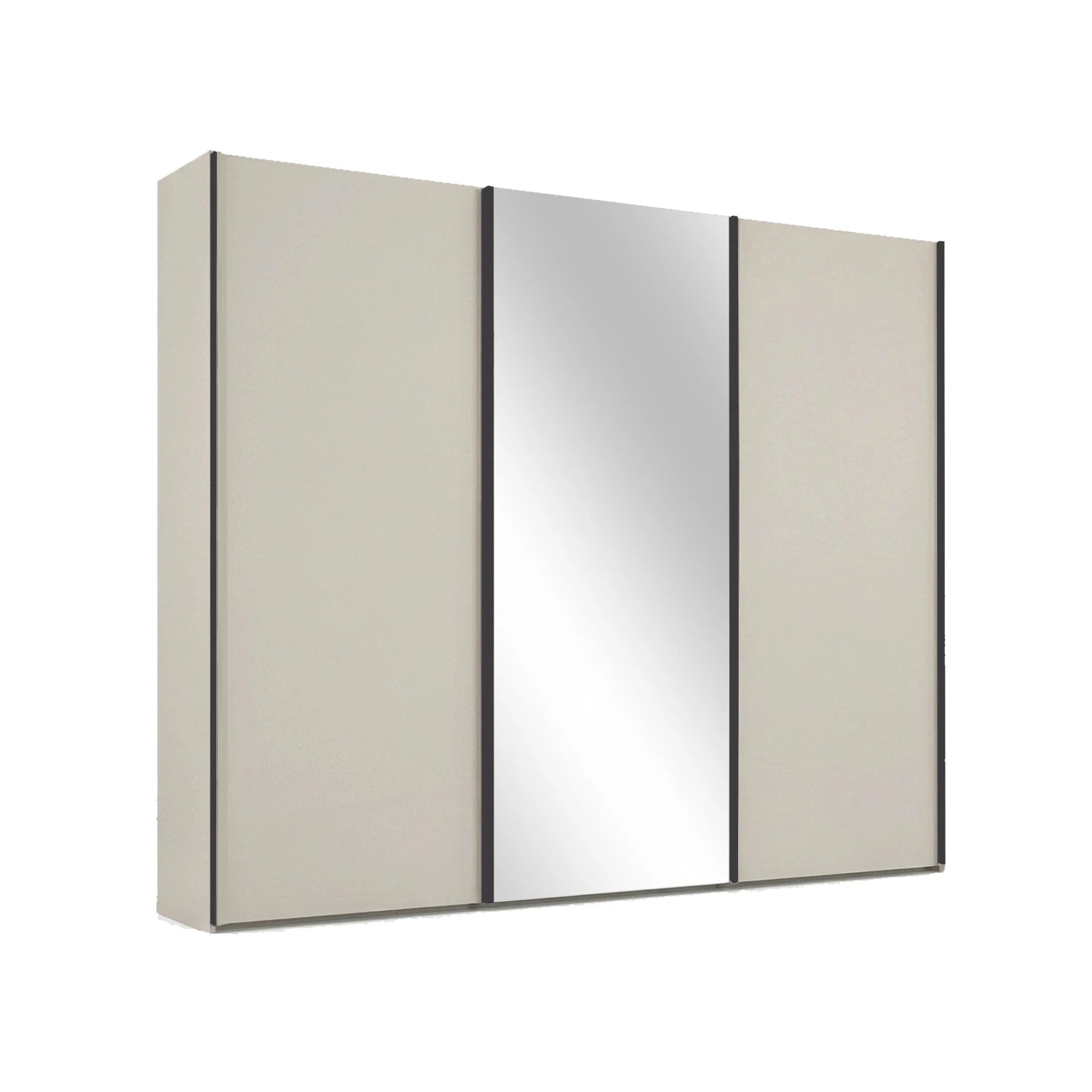 Wiemann Monaco 3000 Champagne Sliding Door Wardrobe with Mirror and Slate Handles, available in Width 225cm, 250cm, 280cm, 300cm, 330cm or 400cm