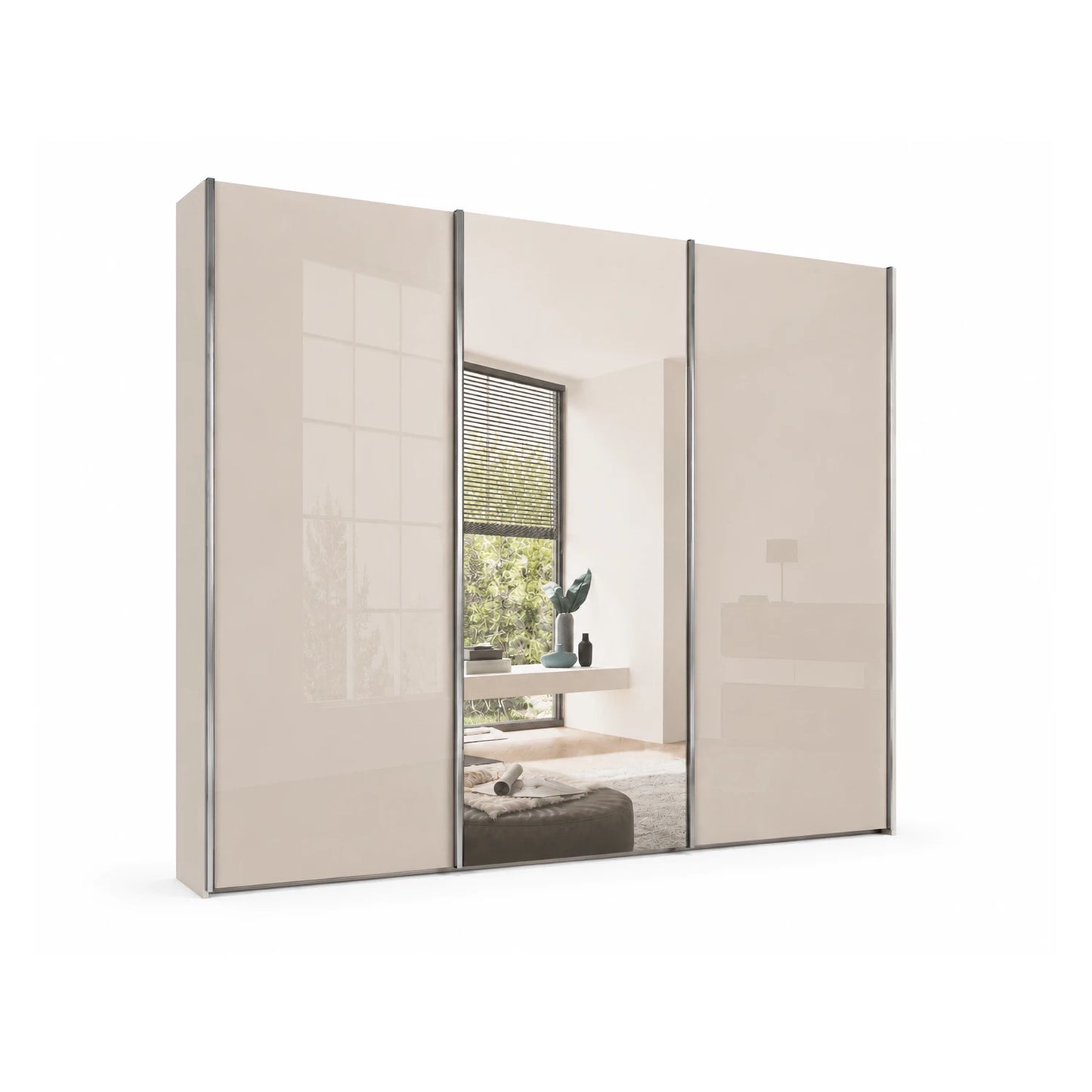 Wiemann Monaco 3000 Champagne Glass Sliding Door Wardrobe with Mirror