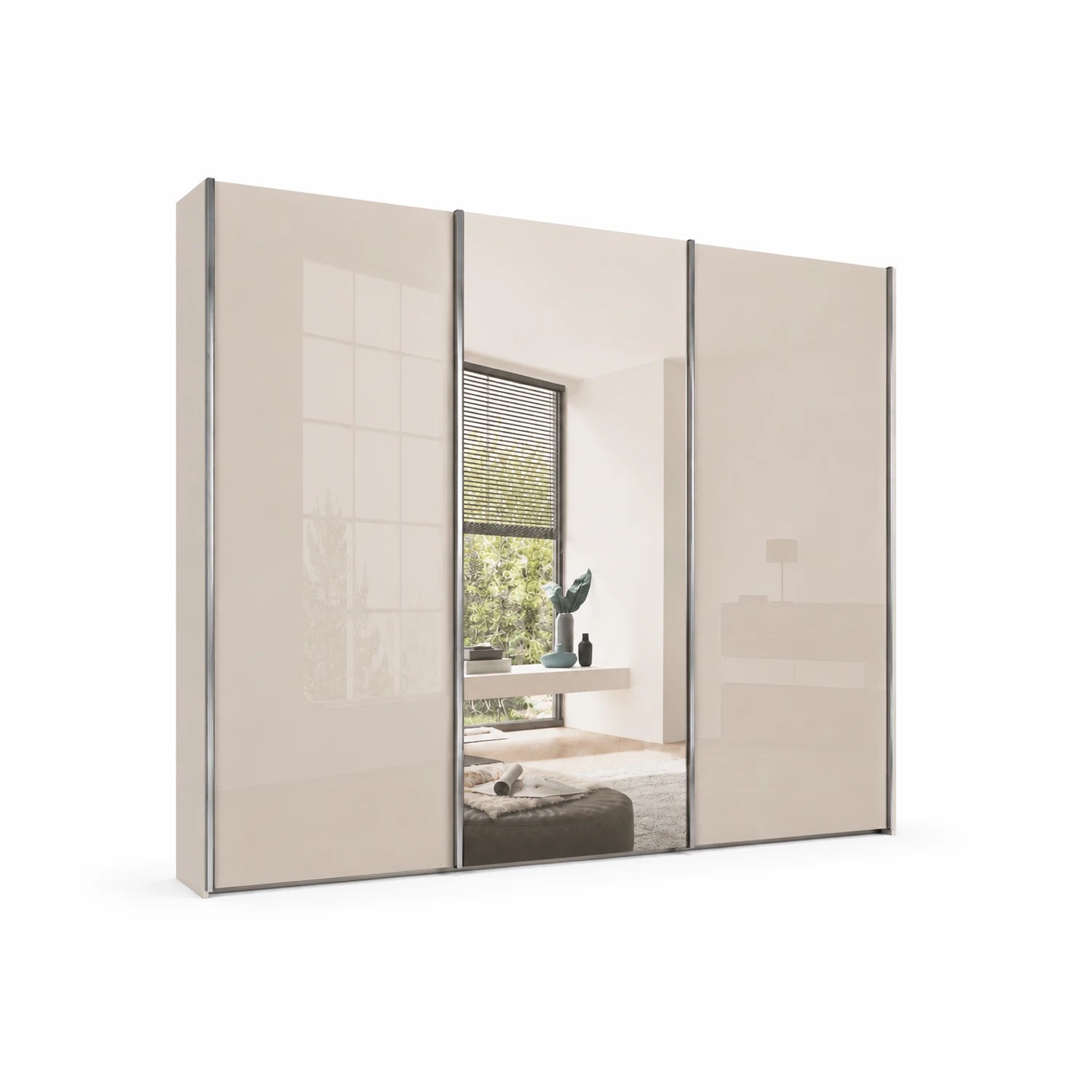 Wiemann Monaco 3000 Champagne Glass Sliding Door Wardrobe with Mirror