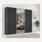 Wiemann VIP Monaco 3000 Black Sliding Door Wardrobe with Mirror and Chrome Handles
