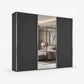 Wiemann Monaco 3000 Graphite Sliding Door Wardrobe with Mirror and Chrome Handles, available in Width 225cm, 250cm, 280cm, 300cm, 330cm or 400cm