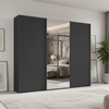 Wiemann Monaco 3000 Graphite Sliding Door Wardrobe with Mirror and Slate Handles