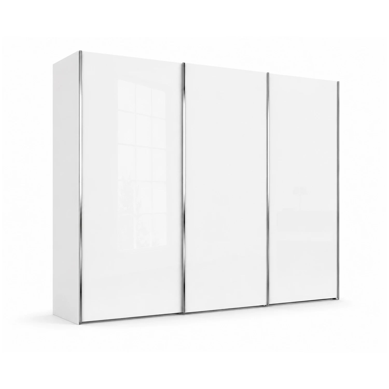 Wiemann Monaco 3000 White Glass Large Sliding 3 Door Wardrobe