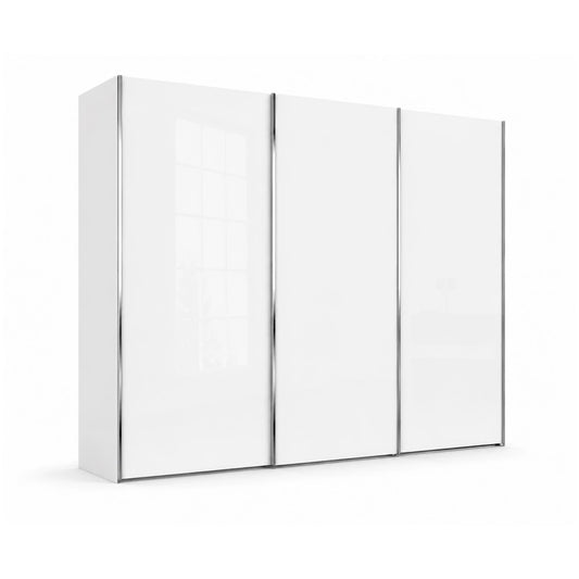 Wiemann Monaco 3000 White Glass Large Sliding 3 Door Wardrobe