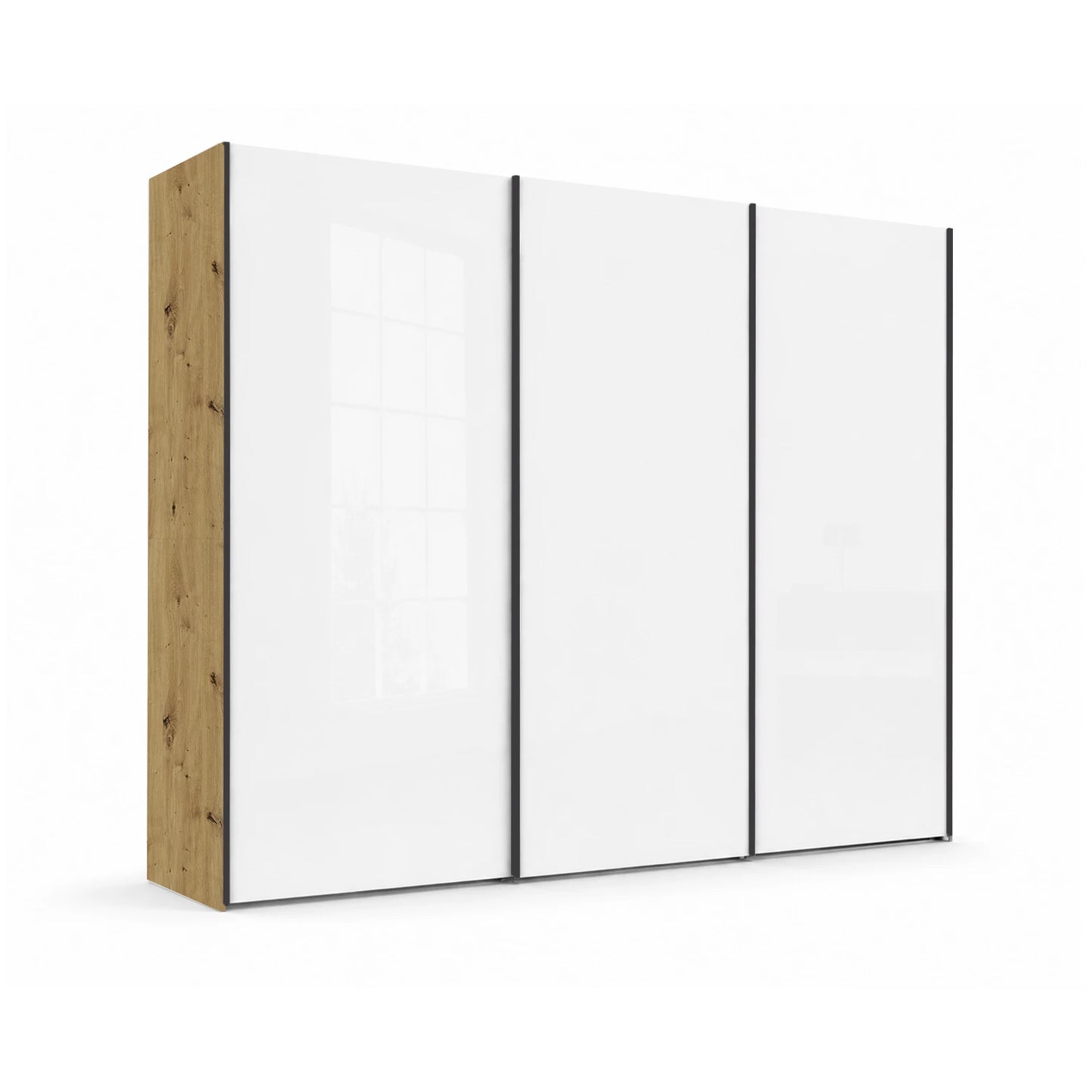Wiemann Monaco 3000 Sliding 3 Door White Glass Wardrobe