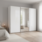 Monaco 3000 White Glass Large Sliding Door Wardrobe with Mirror