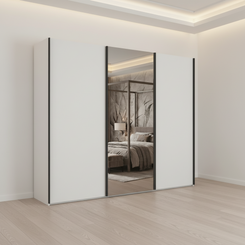 Wiemann Monaco 3000 White Sliding Door Wardrobe with Mirror 