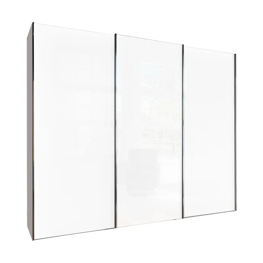 Monaco 3000 Sliding 3 Door White Glass Wardrobe