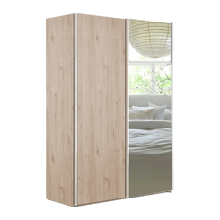 Wiemann Oxford 2 Door Sliding 150cm Holm Oak Wardrobe with Mirror 