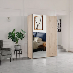 Wiemann Oxford 2 Door Sliding 150cm Holm Oak Wardrobe with Mirror 