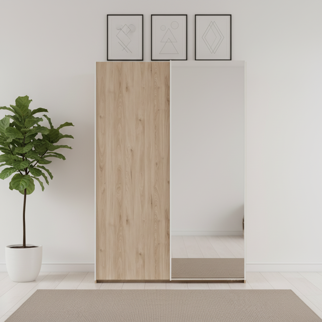 Wiemann Oxford 2 Door Sliding 150cm Holm Oak Wardrobe with Mirror
