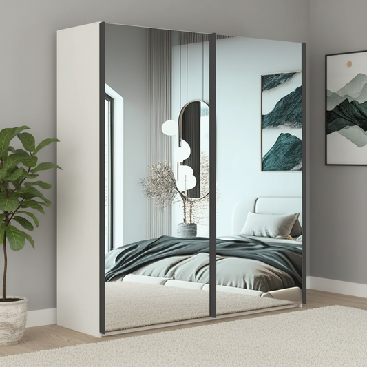 Modern Wiemann Sliding  wardrobe with mirror doors in a bedroom setting