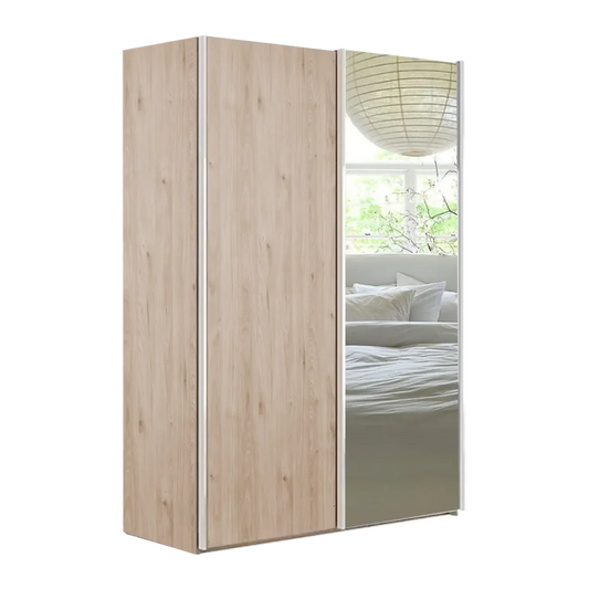 Wiemann Oxford 2 Door Sliding 150cm Holm Oak Wardrobe with Mirror 