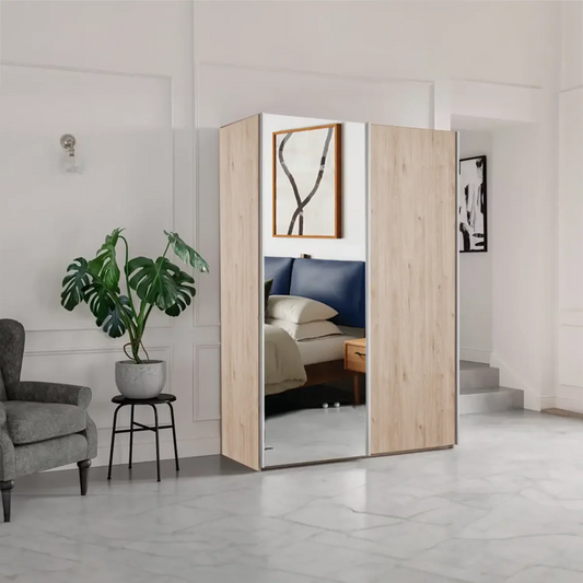 Wiemann Oxford 2 Door Sliding 200cm Holm Oak Wardrobe with Mirror 