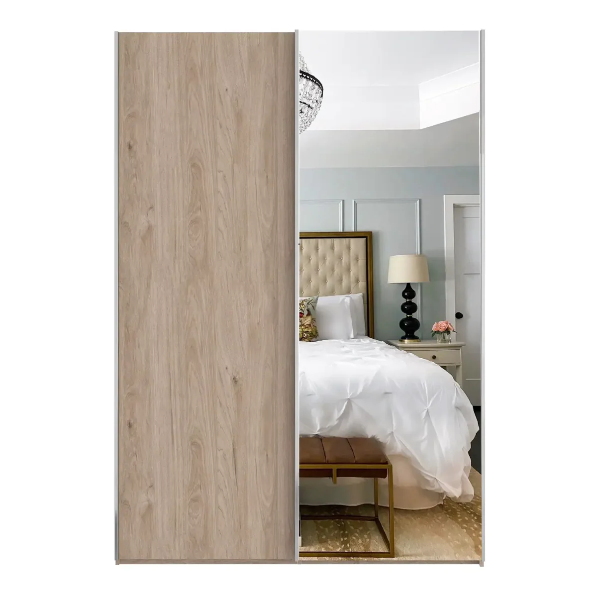 Wiemann Oxford 2 Door Sliding 150cm Holm Oak Wardrobe with Mirror 