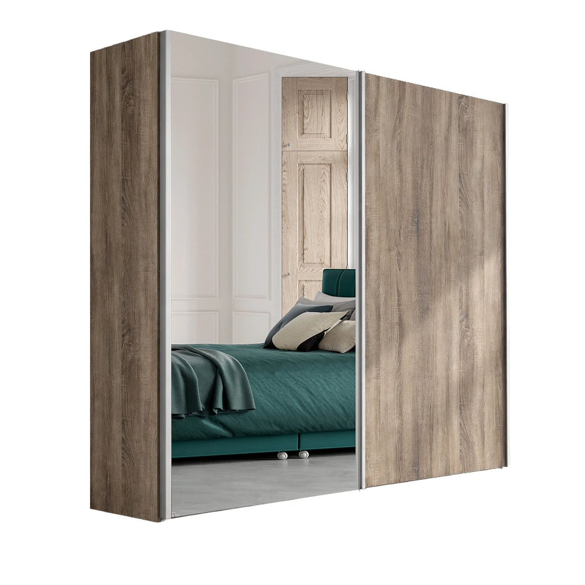 Wiemann Oxford 2 Door 1 Decor, 1 Mirror Sliding Wardrobe in Oak