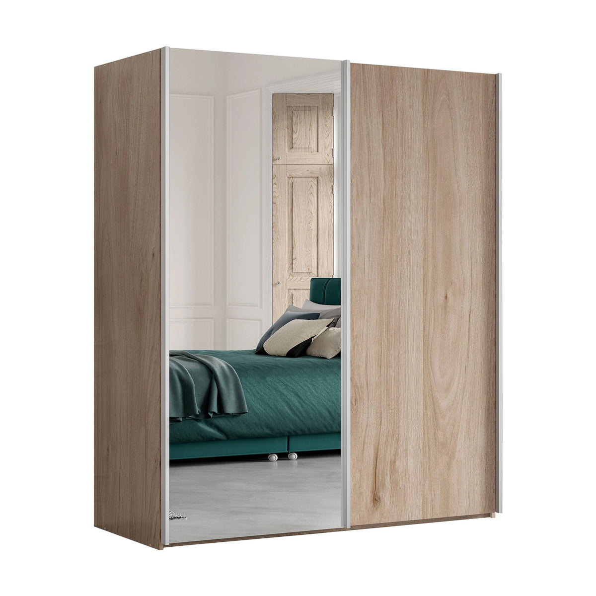 Wiemann Oxford 2 Door 1 Decor, 1 Mirror Sliding Wardrobe in Oak