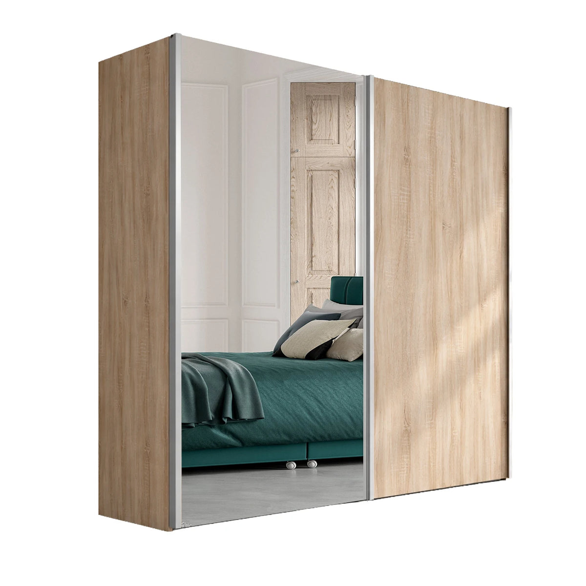 Wiemann Oxford 2 Door 1 Decor, 1 Mirror Sliding Wardrobe in Oak