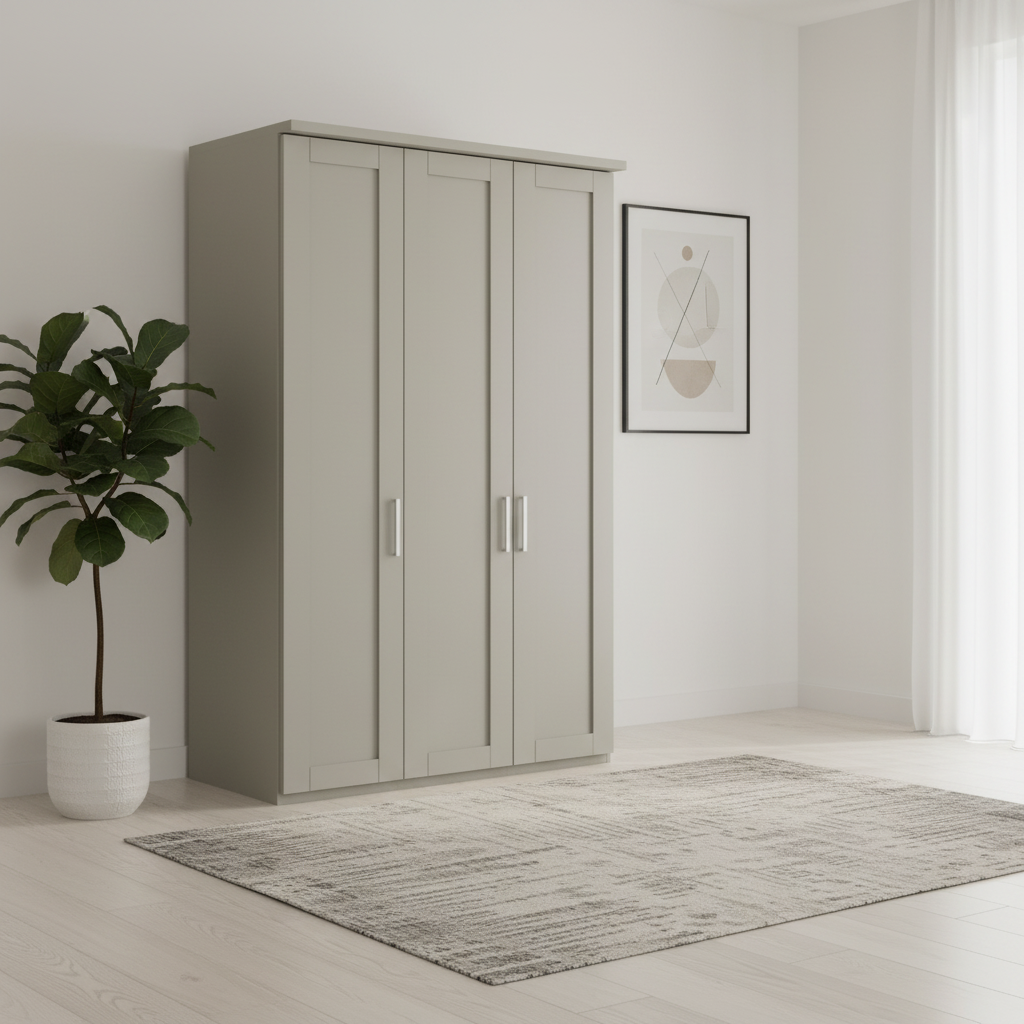 Shop the Wiemann Kempton Pebble Grey 150cm 3 door wardrobe. Available with mirror options, premium German quality and optional assembly service.
