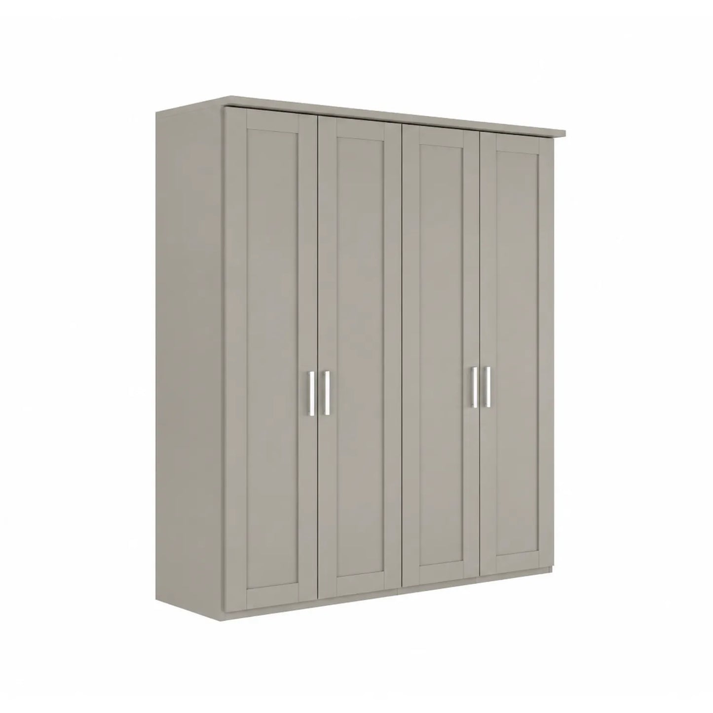 Wiemann Kempton Pebble GRey 200cm 4 door hinged wardrobe with Cornice