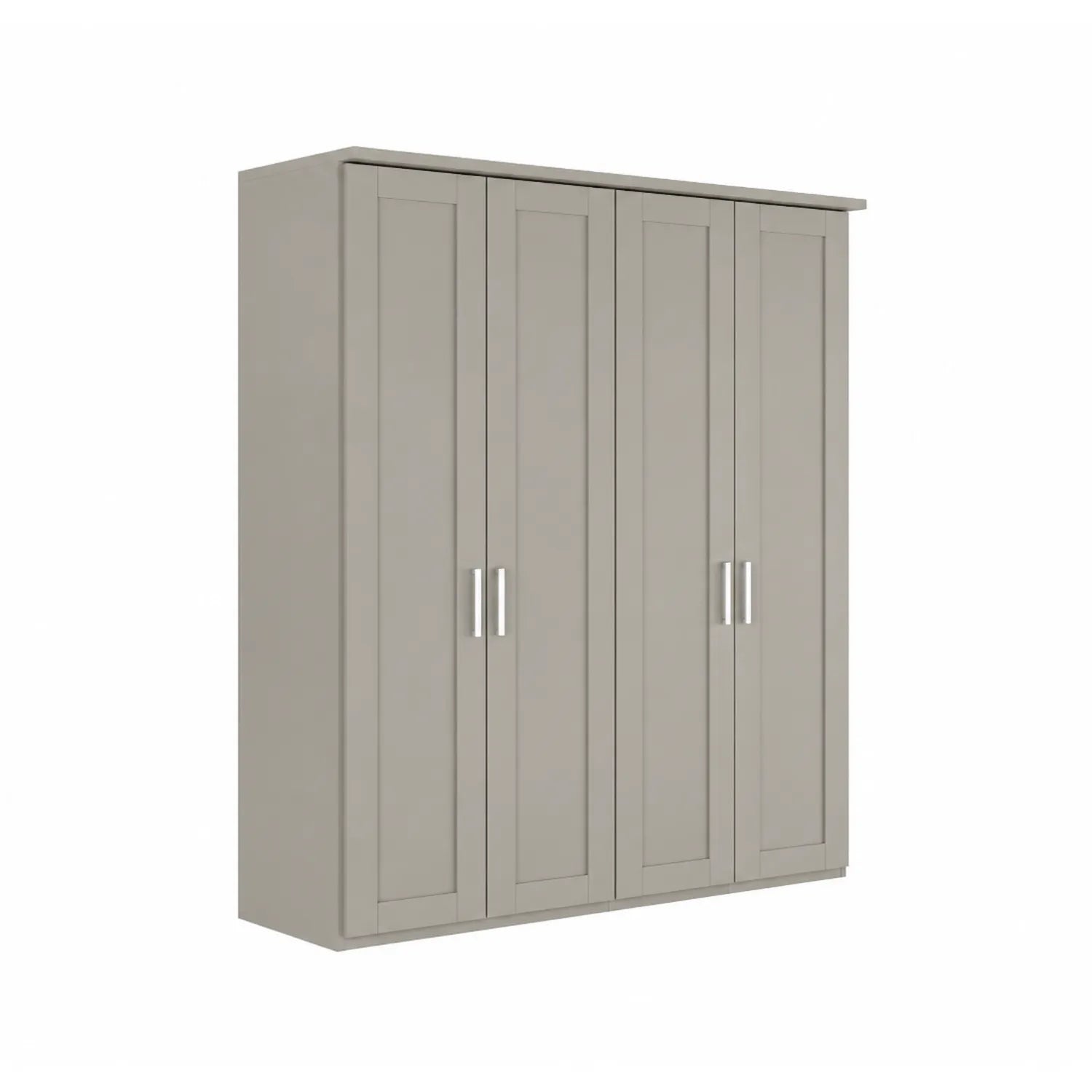 Wiemann Kempton Pebble GRey 200cm 4 door hinged wardrobe with Cornice