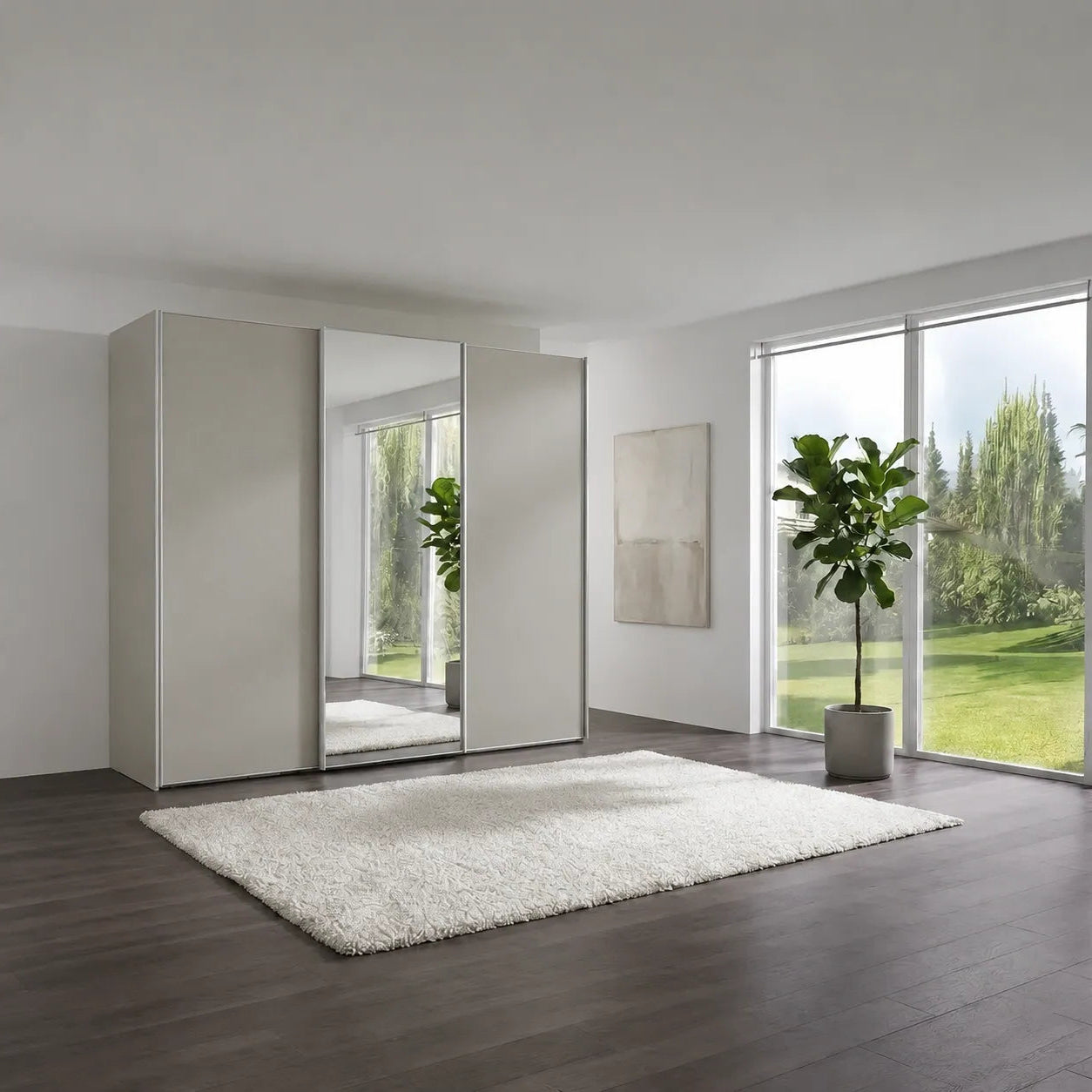 Wiemann Phoenix Champagne 3 Door Sliding Wardrobe in Matte with Mirror