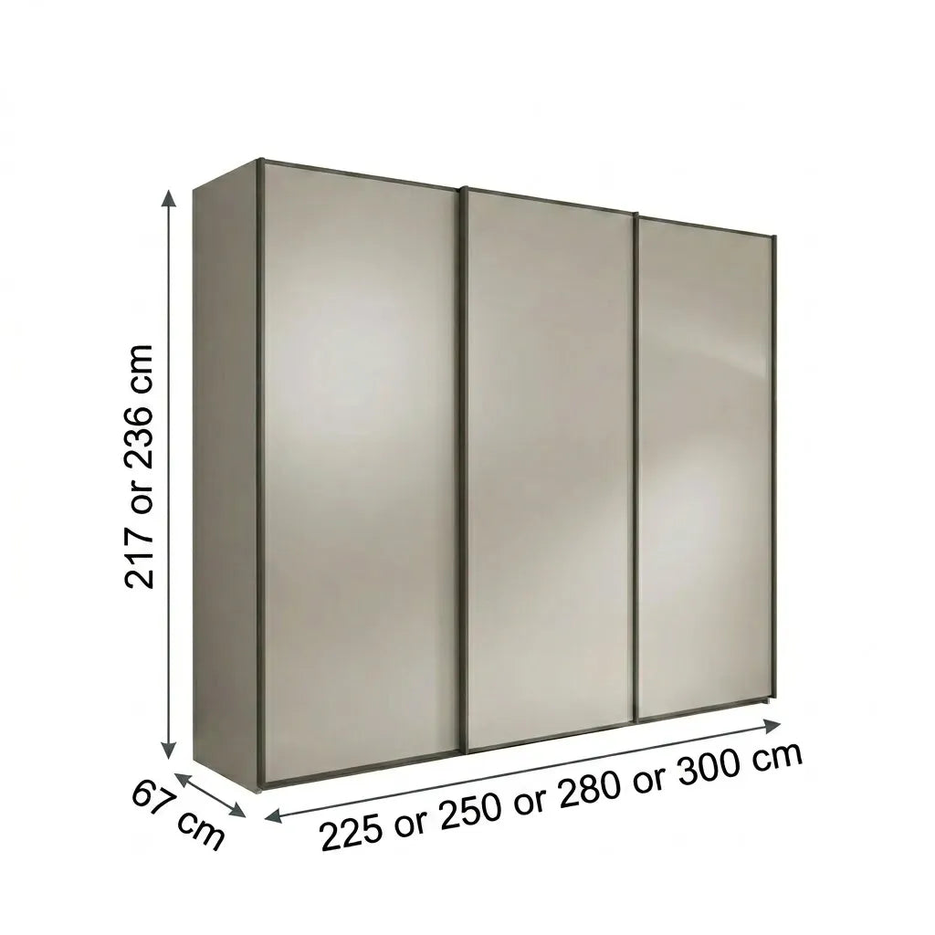 Wiemann Phoenix Champagne 3 Door Sliding Wardrobe - Dimensions