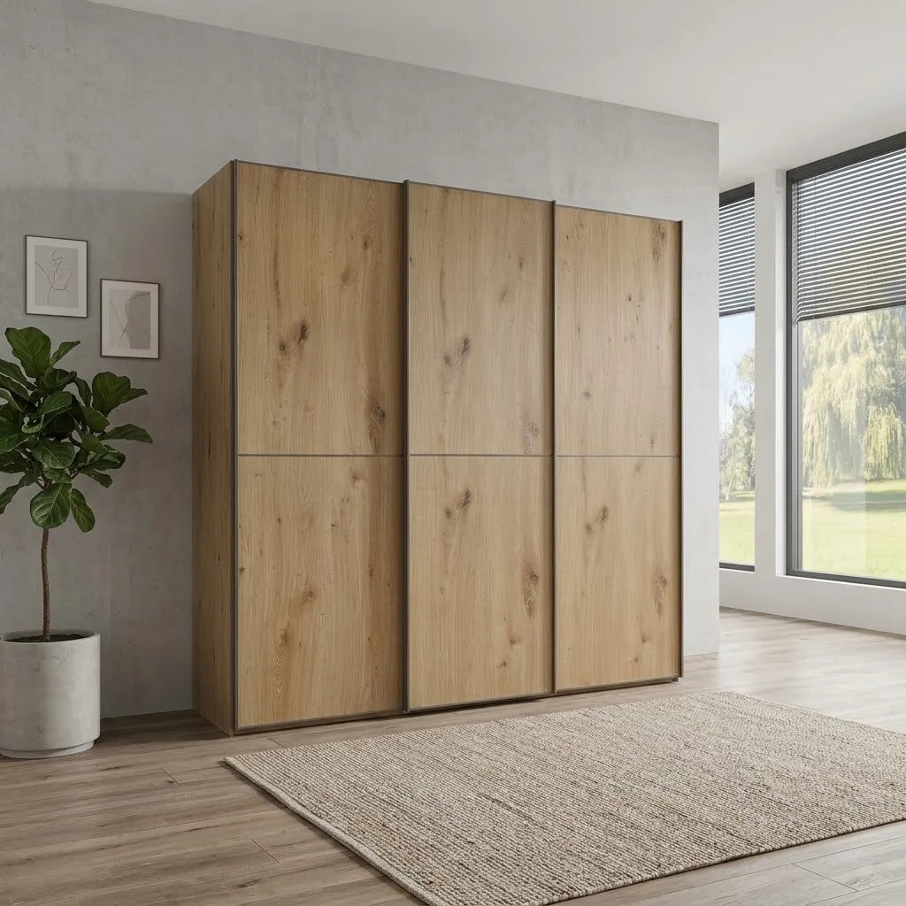 Wiemann Phoenix Bianco Oak Effect 3 Door Sliding Wardrobe