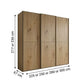 Wiemann Phoenix Bianco Oak Effect 3 Door Sliding Wardrobe - Dimensions