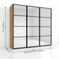 Wiemann Full Mirror Phoenix Matrix Bianco Oak Carcase 3 Door Sliding Wardrobe - Dimensions