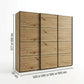 Wiemann Phoenix Bianco Oak Effect 3 Door Sliding Wardrobe - Dimensions