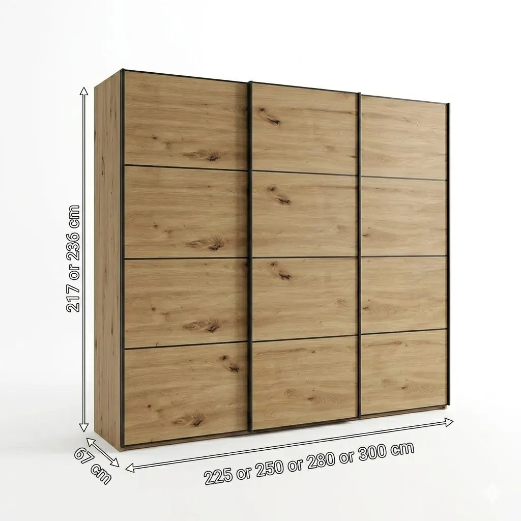 Wiemann Phoenix Bianco Oak Effect 3 Door Sliding Wardrobe - Dimensions