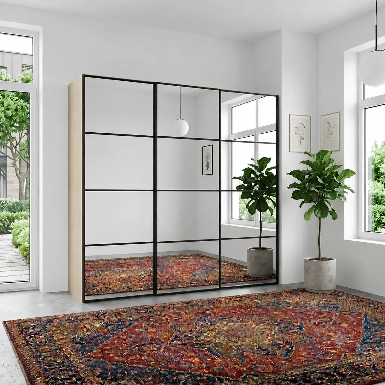 Wiemann Full Mirror Phoenix Matrix Champagne Carcase 3 Door Sliding Wardrobe