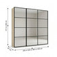 Wiemann Full Mirror Phoenix Matrix Champagne Carcase 3 Door Sliding Wardrobe - Dimensions