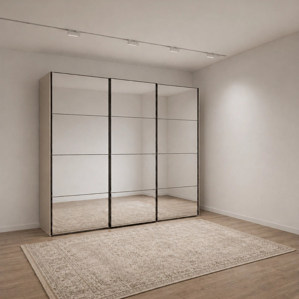 Wiemann Full Mirror Matrix Champagne Carcase 3 Door Sliding Wardrobe