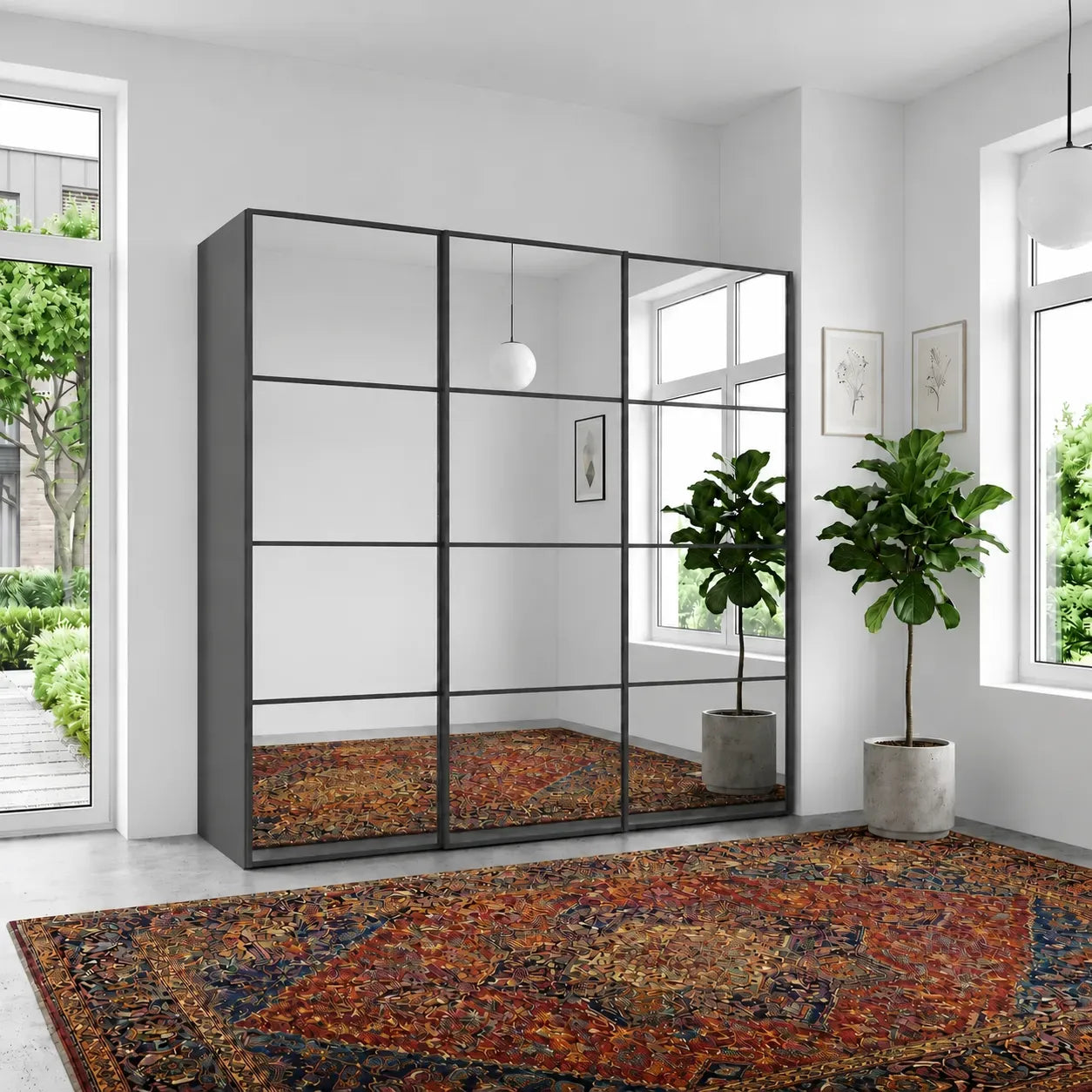 Wiemann Full Mirror Phoenix Matrix Havana Carcase 3 Door Sliding Wardrobe