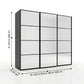 Wiemann Full Mirror Phoenix Matrix Havana Carcase 3 Door Sliding Wardrobe - Dimensions