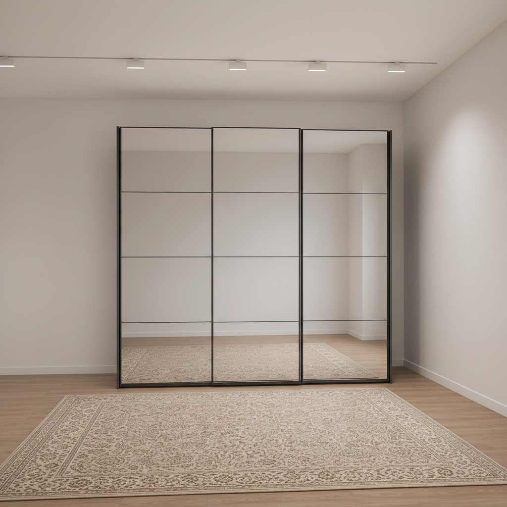 Wiemann Full Mirror Matrix Havana Carcase 3 Door Sliding Wardrobe - Front view